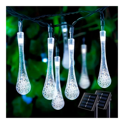Gotas Led de cristal para decoración 7.5m con panel solar