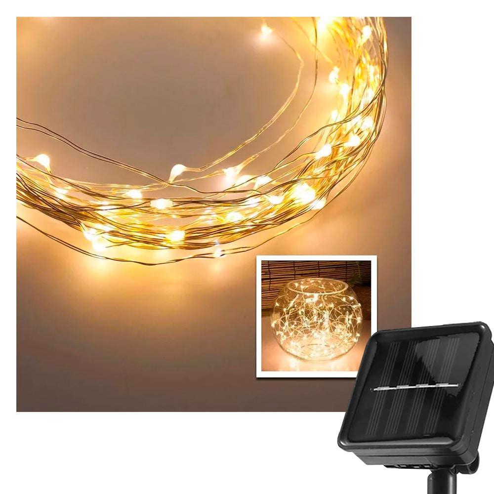 Luces LED de 10m para decoración con panel solar