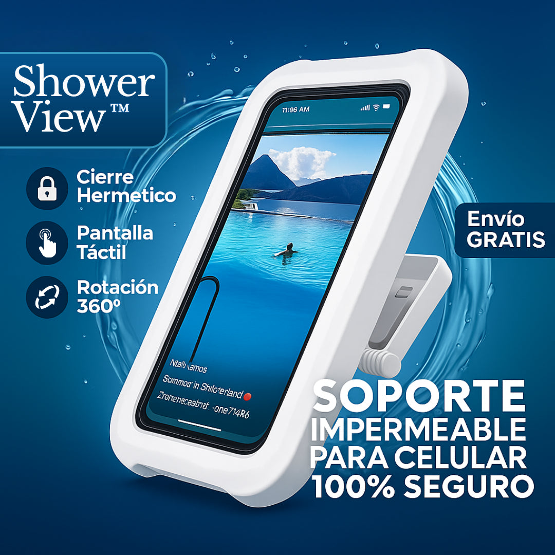 Dile adiós al temor de mojar tu celular con ShowerView™: El soporte de celular impermeable ideal para la ducha