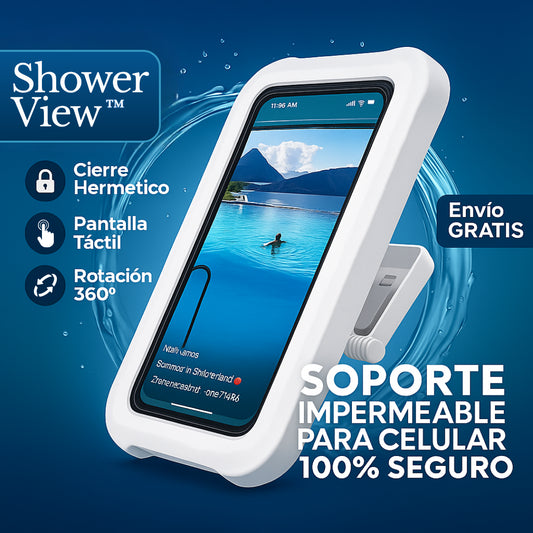 Dile adiós al temor de mojar tu celular con ShowerView™: El soporte de celular impermeable ideal para la ducha