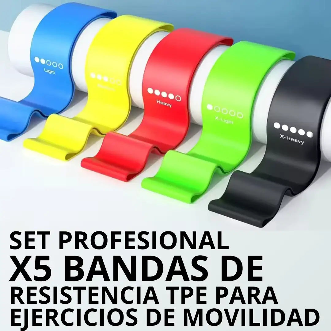 Set x5 bandas profesionales para ejercicio y fitness