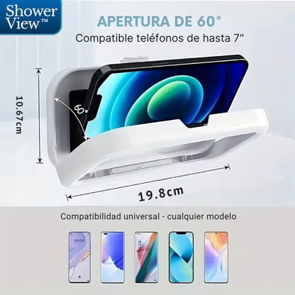 Dile adiós al temor de mojar tu celular con ShowerView™: El soporte de celular impermeable ideal para la ducha