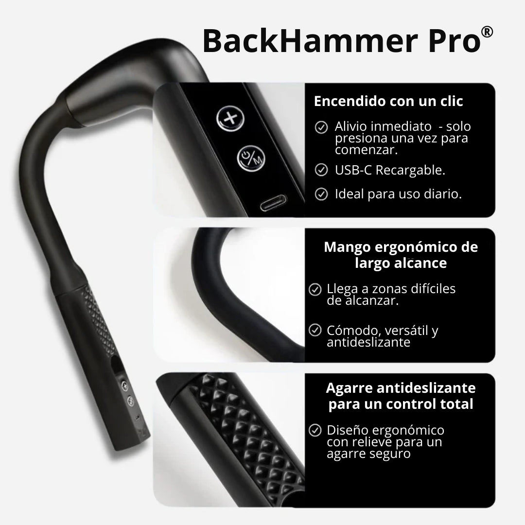 BackHammer Pro®: Masaje profundo donde tus manos no llegan