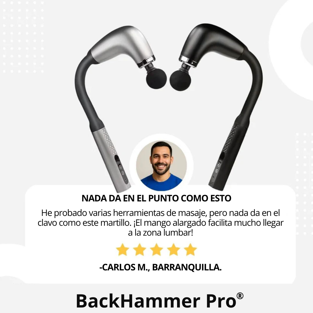 BackHammer Pro®: Masaje profundo donde tus manos no llegan