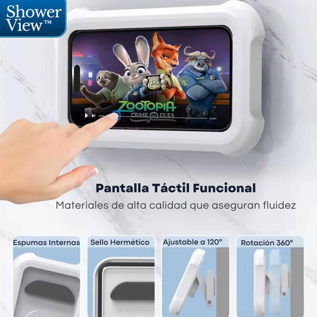 Dile adiós al temor de mojar tu celular con ShowerView™: El soporte de celular impermeable ideal para la ducha