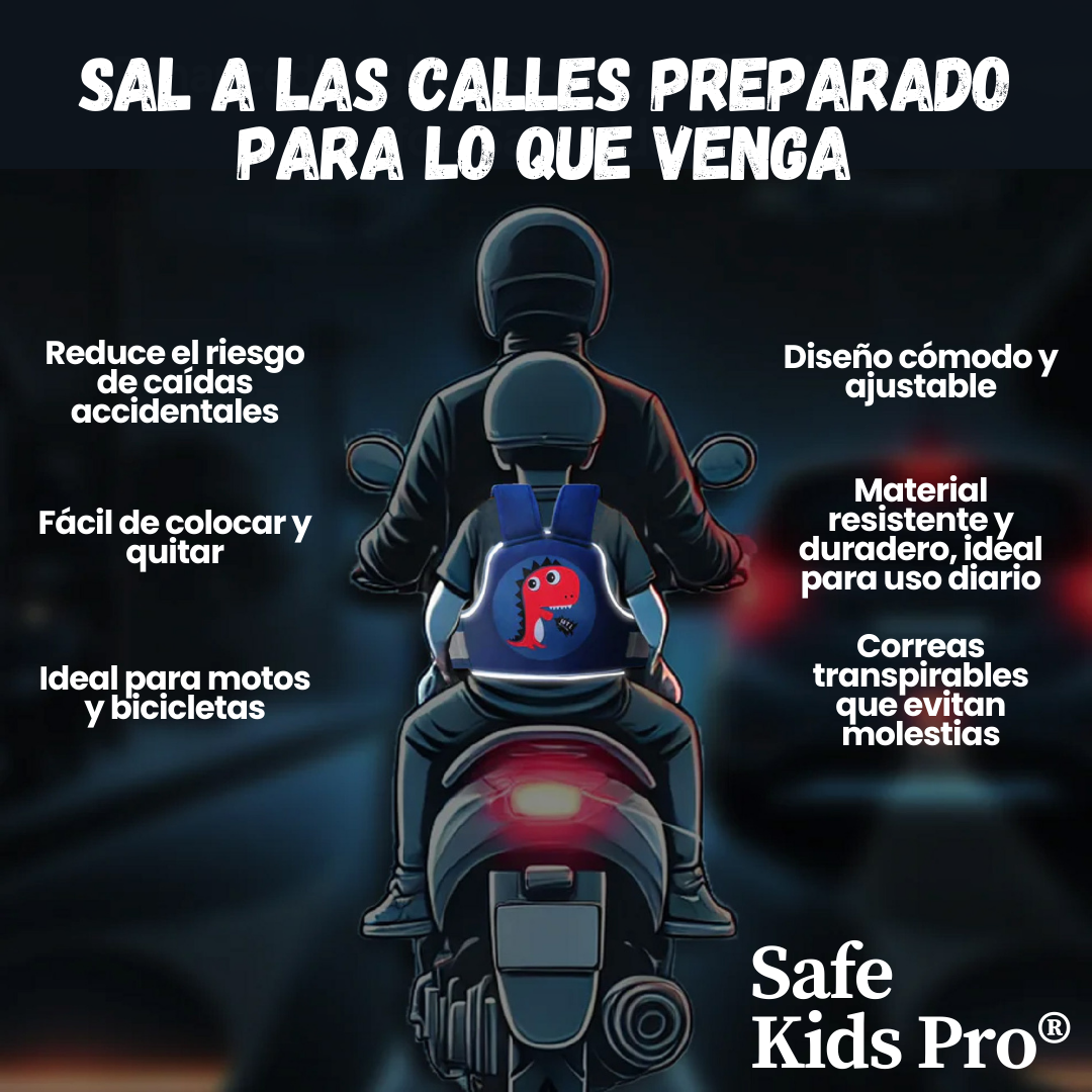 Evita caídas peligrosas con SafeKids Pro®: El arnés ideal para tu copiloto favorito🐣