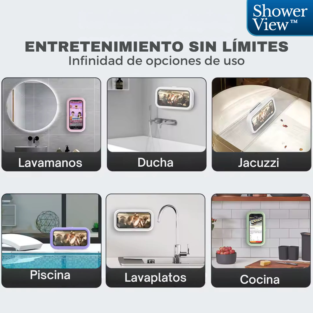 Dile adiós al temor de mojar tu celular con ShowerView™: El soporte de celular impermeable ideal para la ducha