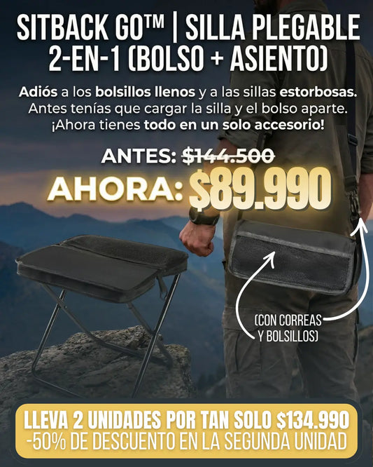SitBack Go: Silla Plegable 2-en-1 (Bolso + Asiento)